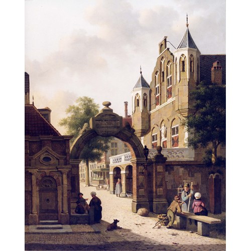 Dutch Street Scene with Figures in the Foreground